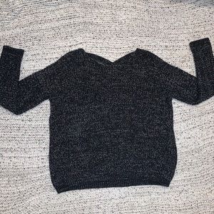 Forever 21 Salt and Pepper Crisscross Sweater